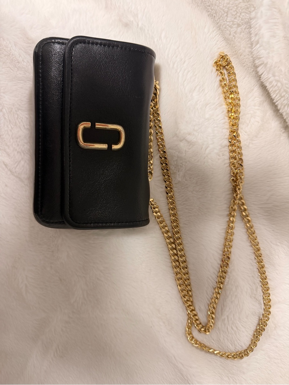 Marc Jacobs Black Mini Crossbody with Gold Chain